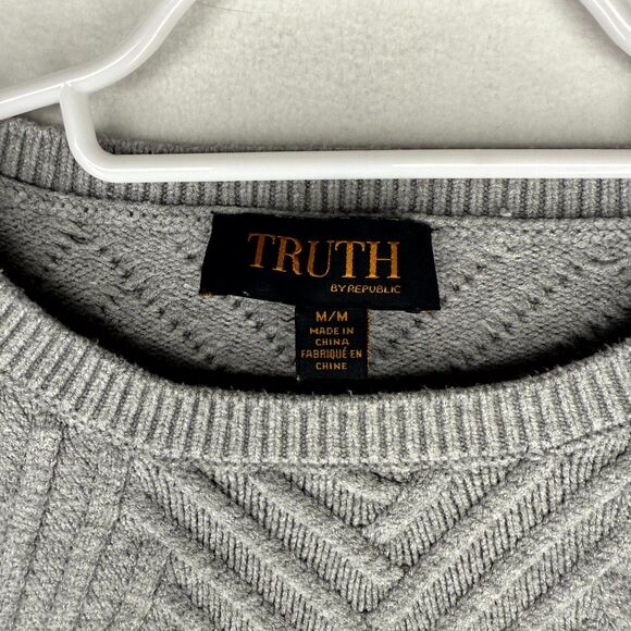 Truth by Republic Gray Argyle Pattern Sweater Womens Size M - Picture 2 of 10